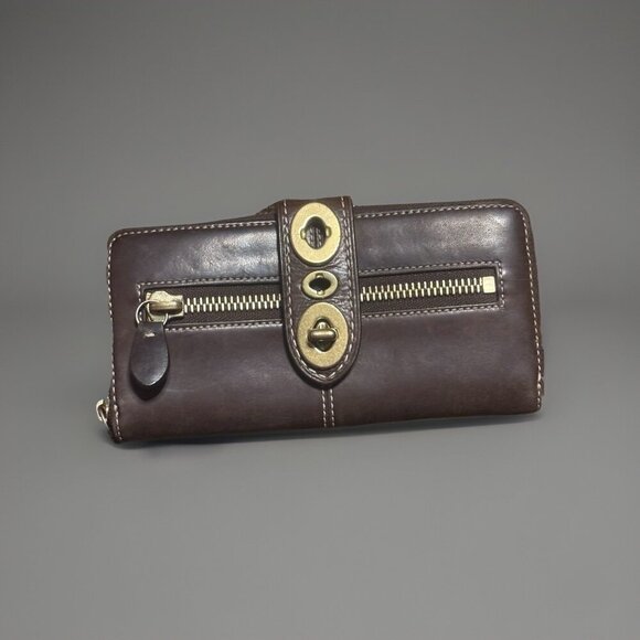 Coach Brown Leather Limited Edition Lily Legacy Turn Lock Wallet #41151 - Rare - Picture 1 of 7